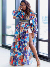 Chiffon Off Shoulder Geometrisch Maxikleider
